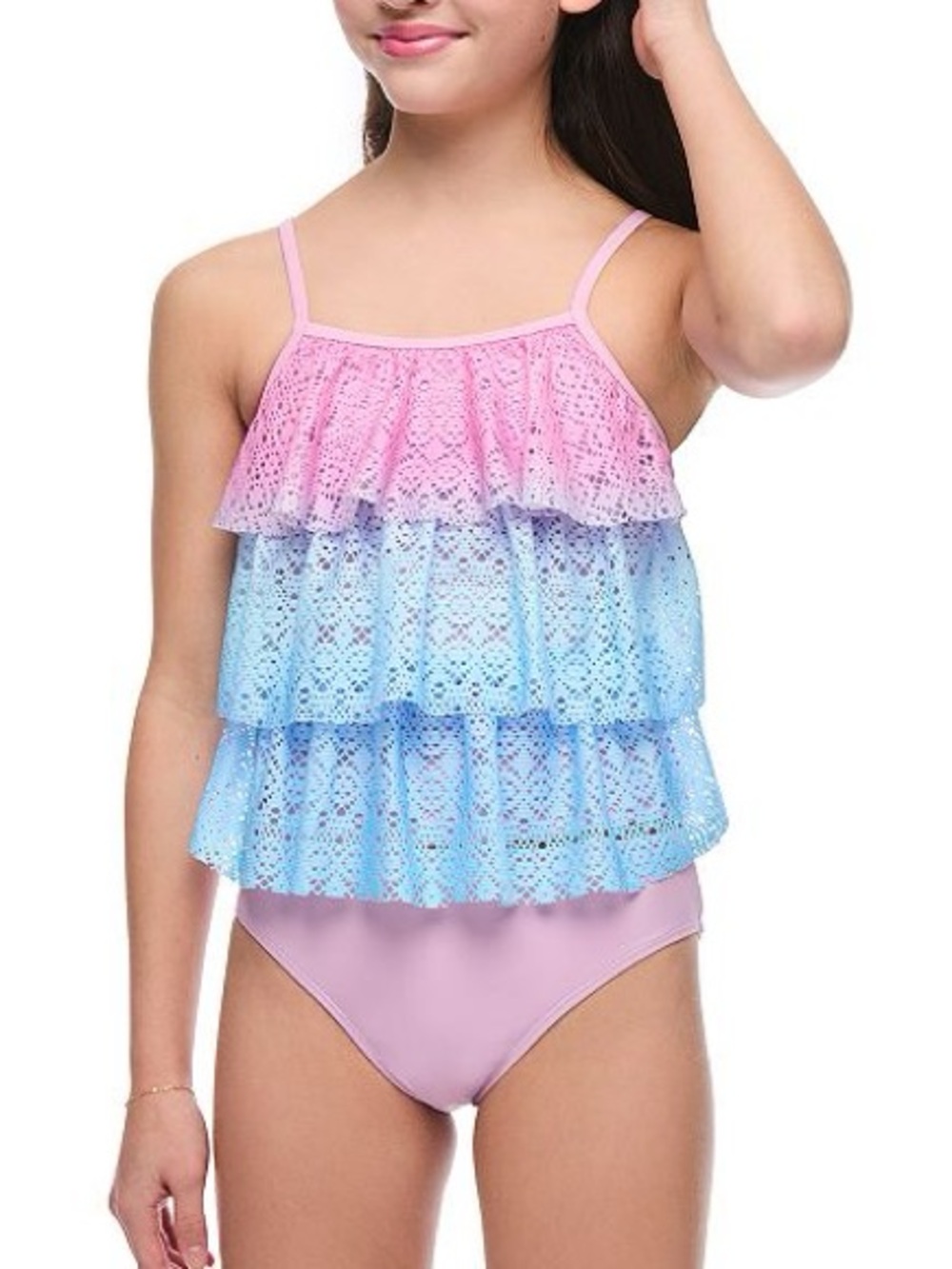 Girls 4-5 Pink Ombre Kids Tankini Set